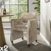 CREEK Meubles De Bureau·Fauteuils De Bureau|Meubles De Cuisine·Chaises|Fauteuil confortable à roulettes tissu cosy beige (x2)