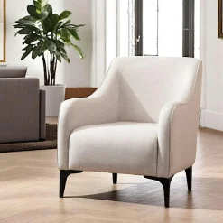 VILNIUS Fauteuils En Tissu|Fauteuil contemporain sable - pieds noirs