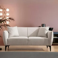 VILNIUS Fauteuils En Tissu|Fauteuil contemporain sable - pieds noirs