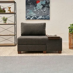 BUZON Fauteuils En Tissu|Fauteuils Convertibles|Fauteuil convertible anthracite lin, plateau droit