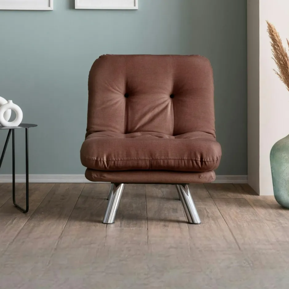 CUSCO Fauteuils Convertibles|Fauteuil convertible banquette marron pieds chromés
