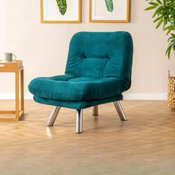 CUSCO Fauteuils Convertibles|Fauteuil convertible banquette bleu lagon pieds chromés