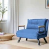 MODI Fauteuils En Tissu|Fauteuils Convertibles|Fauteuil convertible bleu - coussin assorti