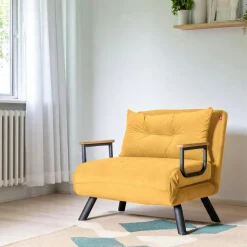 MODI Fauteuils En Tissu|Fauteuils Convertibles|Fauteuil convertible bleu - coussin assorti
