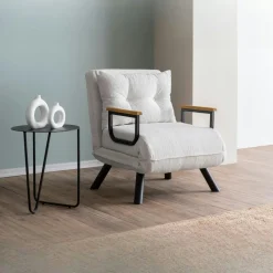 MODI Fauteuils En Tissu|Fauteuils Convertibles|Fauteuil convertible bleu - coussin assorti