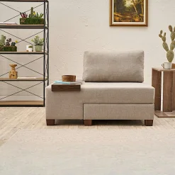 BUZON Fauteuils En Tissu|Fauteuils Convertibles|Fauteuil convertible écru en lin, plateau gauche