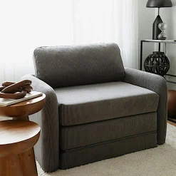 QUITO Fauteuils En Tissu|Fauteuils Convertibles|Fauteuil convertible écru velours côtelé, 1 place