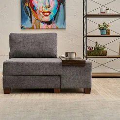 BUZON Fauteuils En Tissu|Fauteuils Convertibles|Fauteuil convertible gris chenille, plateau droit