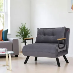 MODI Fauteuils En Tissu|Fauteuils Convertibles|Fauteuil convertible gris - coussin assorti
