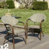 GIJON Chaises De Jardin|Fauteuil de jardin bistrot acier et tissu taupe (lot de 2)