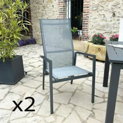 Oslo Chaises De Jardin|Meubles En Aluminium Brafab|Fauteuil de jardin en aluminium avec dossier réglable blanc (lot de 2)