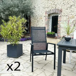 Oslo Chaises De Jardin|Meubles En Aluminium Brafab|Fauteuil de jardin en aluminium avec dossier réglable gris anthracite (lot de 2)