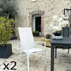 Oslo Chaises De Jardin|Meubles En Aluminium Brafab|Fauteuil de jardin en aluminium avec dossier réglable gris anthracite (lot de 2)