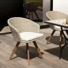 BAHIA Chaises De Jardin|Fauteuil de jardin en résine tressée couleur naturelle coussin écru