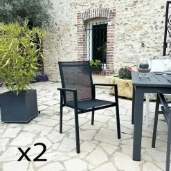 Oslo Chaises De Jardin|Meubles En Aluminium Brafab|Fauteuil de jardin gris anthracite en aluminium (lot de 2)