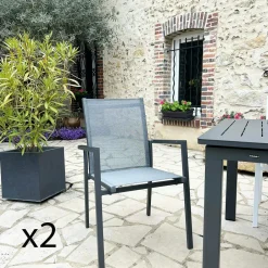 Oslo Chaises De Jardin|Meubles En Aluminium Brafab|Fauteuil de jardin noir en aluminium (lot de 2)