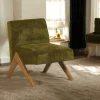 SOHO Fauteuils En Tissu|Fauteuil de salon bois et velours vert