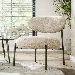 CREEK Fauteuils En Tissu|Fauteuil de salon confortable – tissu chenille brun