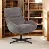 IENA Fauteuils En Tissu|Fauteuil de salon rotatif tissu côtelé gris