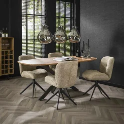 GALWAY Univers Déco·Design Contemporain|Meubles De Cuisine·Chaises|Fauteuil de table beige en bouclette style design (lot de 2)