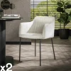 NOVA Chaises Contemporaines|Meubles De Cuisine·Chaises|Fauteuil de table blanc en tissu à larges côtes (lot de 2)