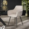 GALWAY Univers Déco·Design Contemporain|Chaises Contemporaines|Fauteuil de table blanc gris bi-matière (lot de 2)