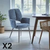 LIGURIE Meubles De Cuisine·Chaises|Chaises Contemporaines|Fauteuil de table bleu à dossier ouvert (lot de 2)