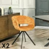 FLORENCE Meubles De Cuisine·Chaises|Chaises Velours|Fauteuil de table contemporain velours doré (lot de 2)