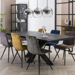 FLORENCE Chaises Velours|Chaises Contemporaines|Fauteuil de table contemporain velours noir (lot de 2)