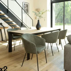 TIM Chaises Contemporaines|Meubles De Cuisine·Chaises|Fauteuil de table contemporain tissu gris clair (lot de 2)