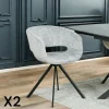 FLORENCE Meubles De Cuisine·Chaises|Chaises Velours|Fauteuil de table contemporain velours gris (lot de 2)