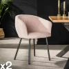 GALWAY Univers Déco·Design Contemporain|Chaises Avec Accoudoirs|Fauteuil de table en bouclette rose (lot de 2)
