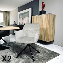 PALERME Chaises Velours|Meubles De Cuisine·Chaises|Fauteuil de table en velours taupe avec retour (lot de 2)