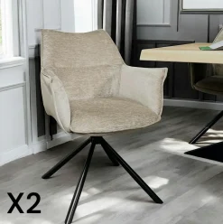 PALERME Chaises Velours|Chaises Contemporaines|Fauteuil de table en velours gris avec retour (lot de 2)