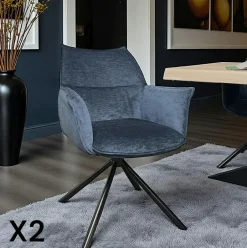 PALERME Meubles De Cuisine·Chaises|Chaises Velours|Fauteuil de table en velours doré avec retour (lot de 2)