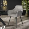 GALWAY Univers Déco·Design Contemporain|Chaises Contemporaines|Fauteuil de table gris bi-matière (lot de 2)