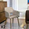 Meubles De Cuisine·Chaises|Chaises Avec Accoudoirs|Fauteuil de table gris taupe (lot de 2)