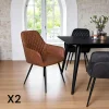 SAVONE Chaises Contemporaines|Meubles De Cuisine·Chaises|Fauteuil de table marron vintage (lot de 2)