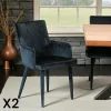 HAWAI Meubles De Cuisine·Chaises|Chaises Capitonnées|Fauteuil de table moderne en velours bleu (lot de 2)
