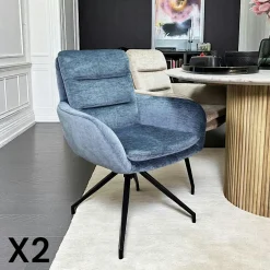 PALERME Meubles De Cuisine·Chaises|Chaises Avec Accoudoirs|Fauteuil de table pivotant en velours taupe (lot de 2)