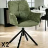 IENA Meubles De Cuisine·Chaises|Chaises Avec Accoudoirs|Fauteuil de table pivotant tissu vert (lot de 2)