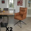 LOMBARDIE Meubles De Cuisine·Chaises|Chaises Contemporaines|Fauteuil de table pivotant cognac à poignée (lot de 2)