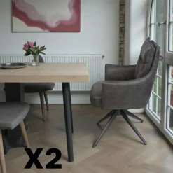 LOMBARDIE Meubles De Cuisine·Chaises|Chaises Contemporaines|Fauteuil de table pivotant cognac à poignée (lot de 2)