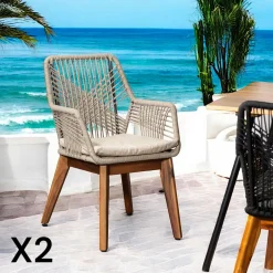 IENA Chaises Avec Accoudoirs|Chaises Contemporaines|Fauteuil de table pivotant tissu terracotta (lot de 2)