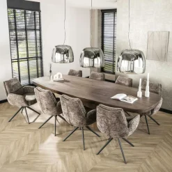 TAJ Fauteuils En Tissu|Fauteuil de table pivotant en velours taupe (lot de 2)