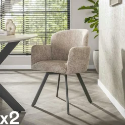 CREEK Meubles De Cuisine·Chaises|Meubles De Bureau·Fauteuils De Bureau|Fauteuil de table pivotant beige texturé (lot de 2)