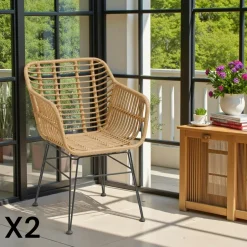 GRENADE Meubles De Cuisine·Chaises|Chaises Contemporaines|Fauteuil en rotin synthétique (lot 2)