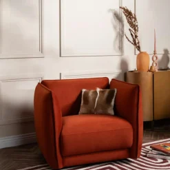SOFIA Fauteuils En Tissu|Fauteuil en velours brique