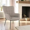 BERLIN Fauteuils En Tissu|Fauteuil gris minéral moderne avec piqures