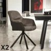 IENA Meubles De Cuisine·Chaises|Chaises Capitonnées|Fauteuil pivotant bi-matière, couleur taupe (lot de 2)